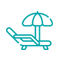 beach with 2 beds and parasol